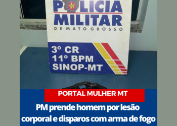PM prende homem por lesão corporal e disparos com arma de fogo contra esposa e cunhada