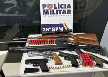 CAC embriagado espanca esposa grávida de 3 meses e polícia apreende arsenal de armas em Nova Mutum